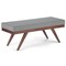 Chanelle Ottoman Bench Tweed Fabric Mid Century Modern 47.75In Solid Wood